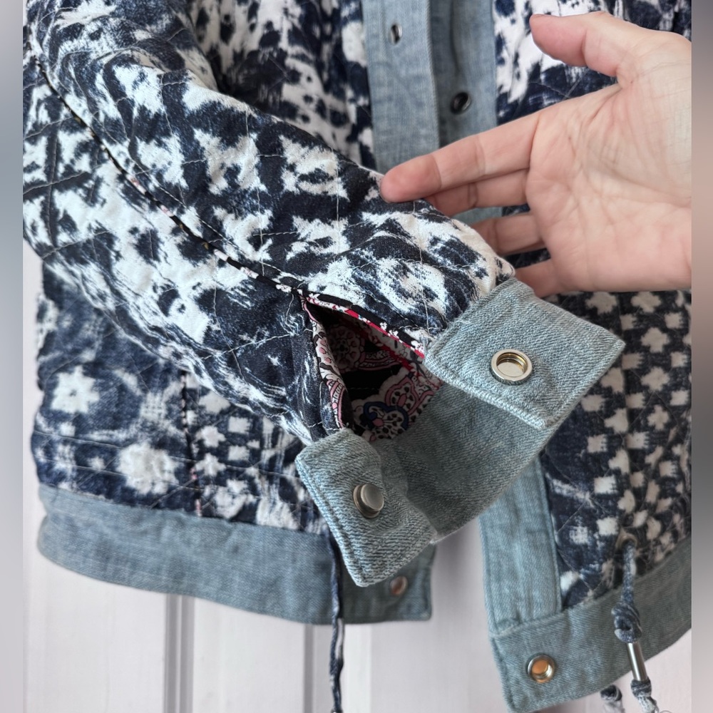 Anthropologie BlankNYC Denim-Trimmed Reversible Patchwork Jacket size M - Picture 8 of 11